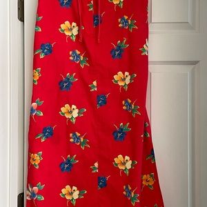 Susan Bristol long side slit floral cotton skirt